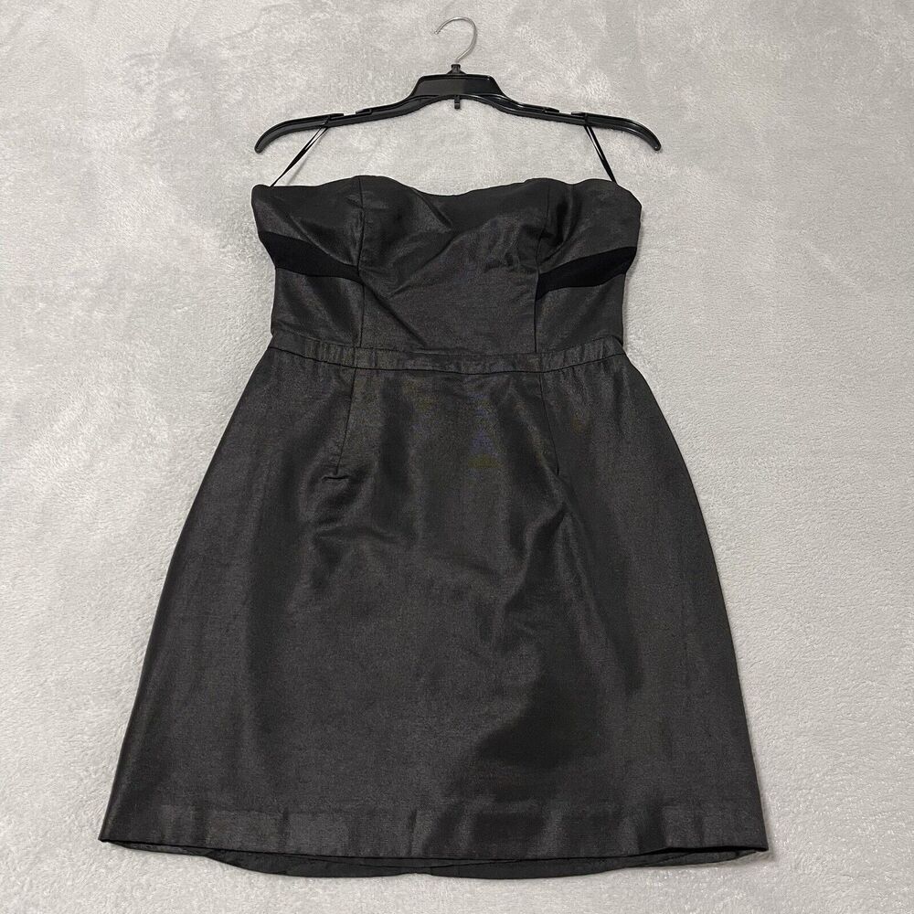NAF NAF Mini Dress Womens Small Sz 6 Black Satin Bustier Evening Cocktail Gothic